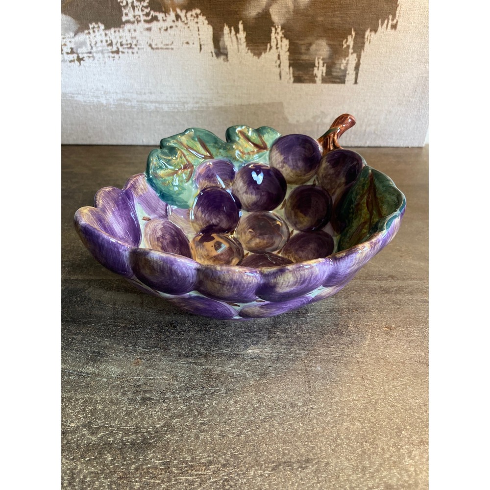 Tabletops Unlimited Ceramica Classica Venetian Grape Cluster Serving Bowl 8.5in